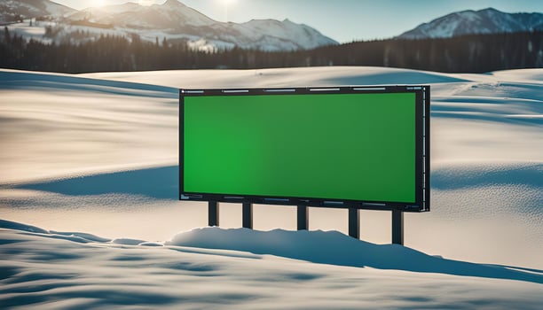 Green Screen Billboard in a Snowy Landscape photo