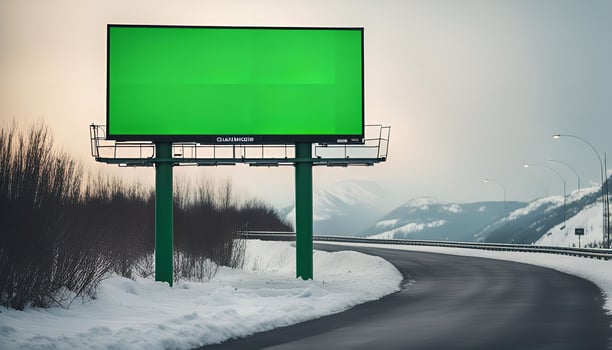 Billboard on Snowy Road photo
