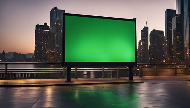 Green Screen Billboard with City Skyline photo