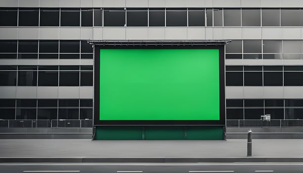 Blank Green Screen Billboard in Urban Setting photo