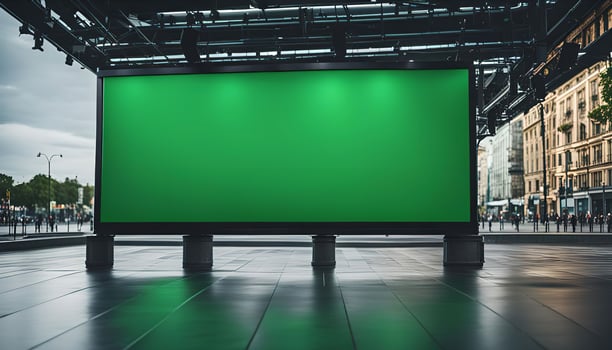 Blank Green Billboard in City Setting photo