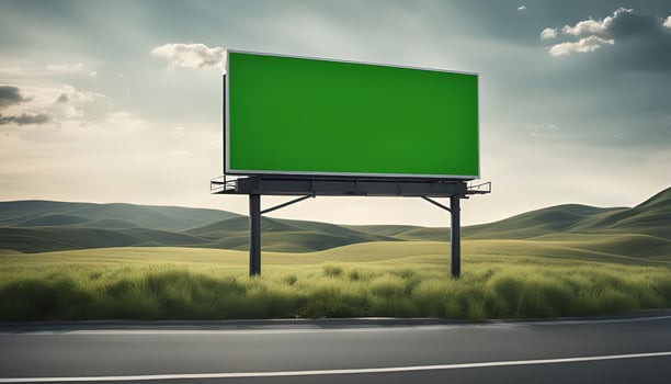 Green Billboard in Rural Landscape photo