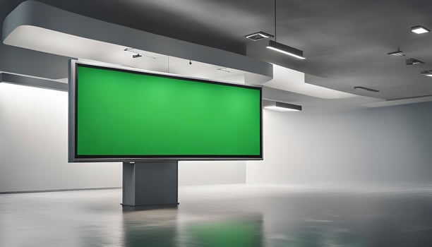 Green Screen Billboard in Empty Room photo