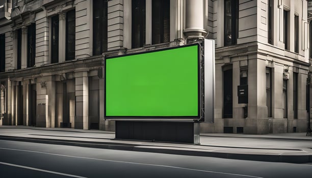 Green Billboard on City Street photo
