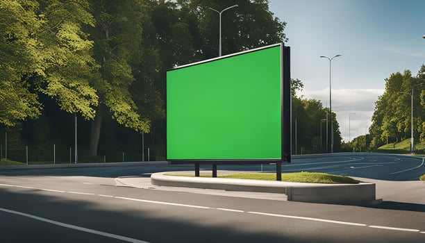 Green Screen Billboard on Highway photo