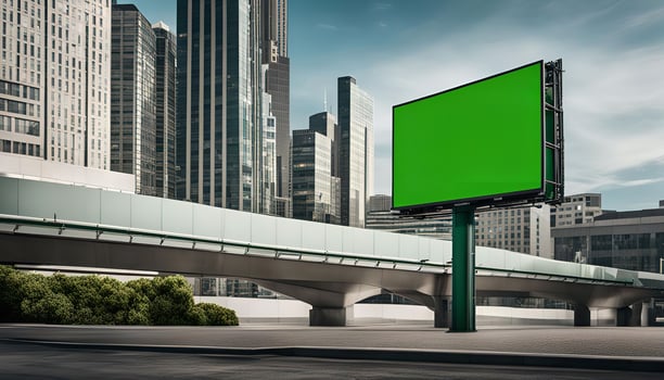 Green Screen Billboard in Cityscape photo