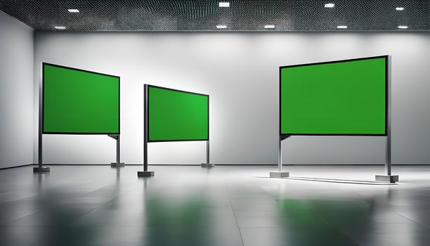 Three Green Screens in an Empty Gallery photo