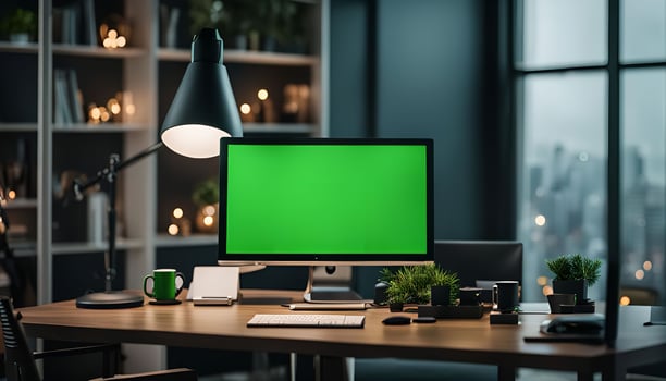 Green Screen Computer on a Desk photo