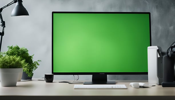Green Screen Monitor on Desk photo