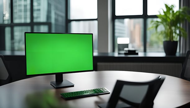 Green Screen Computer in Modern Office photo