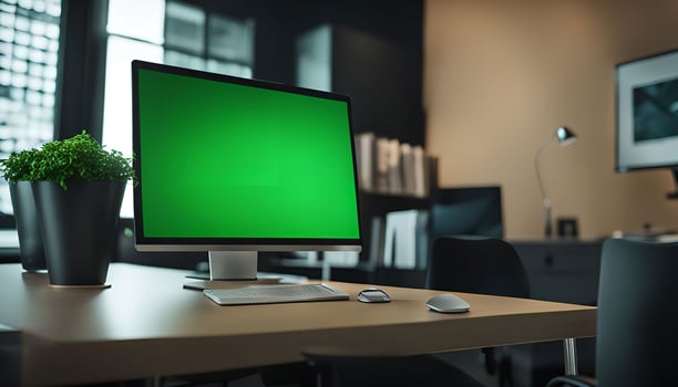 Green Screen Computer in Modern Office photo