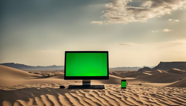 Computer and Phone in Desert photo