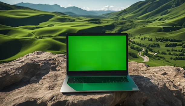 Laptop on a Mountain Ridge photo