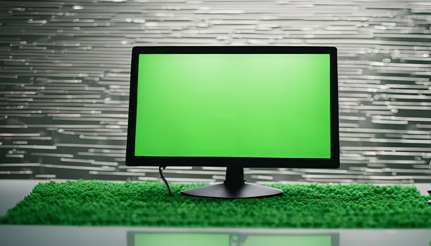 Green Screen Monitor on Desk photo