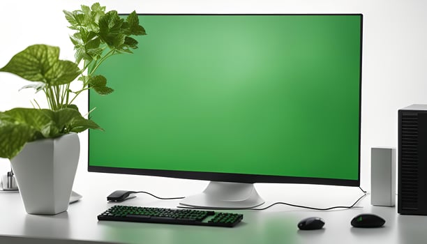 Computer Monitor with Green Screen photo