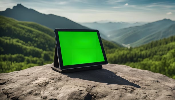 Tablet on a Mountain Peak photo