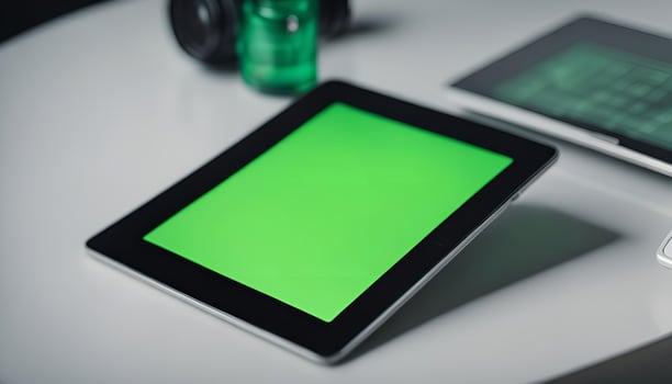 Green Screen Tablet on a White Table photo