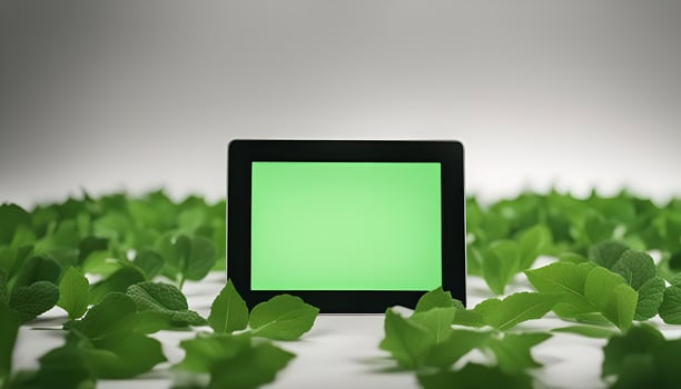 Green Screen Tablet on Leaves photo