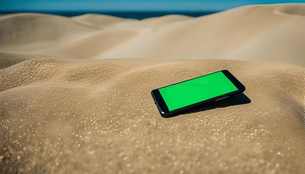 Smartphone on the Sandy Beach photo