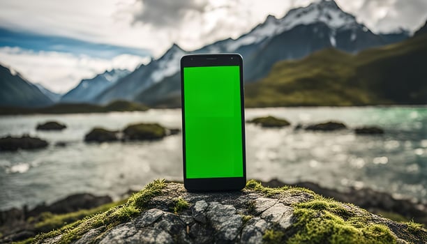 Smartphone in Mountain Landscape photo