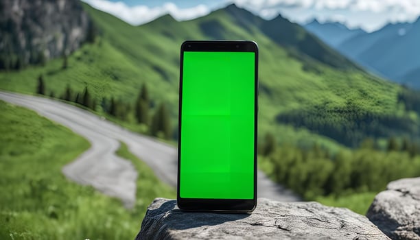 Smartphone on a Mountain Road photo