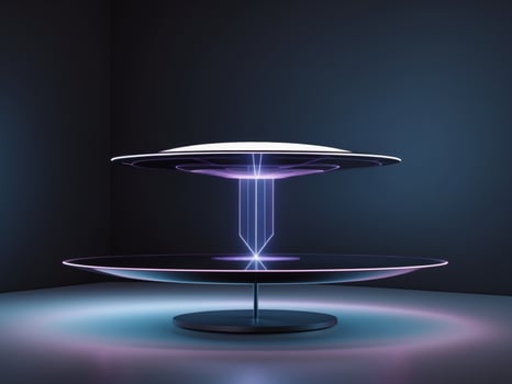 A futuristic table with a light on top photo