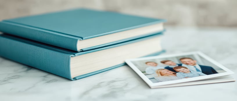 family photo album with life insurance brochure, capturing memories