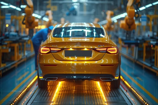 Yellow Car On Automated Assembly Production Line photo