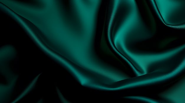 A dark green satin fabric with folds photo