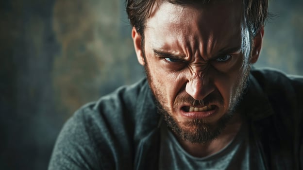A man with a scowl on his face and a mouth full of teeth photo