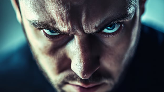 A man with a serious expression on his face photo