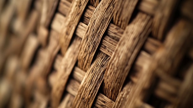 The image is of a woven piece of wood with a brown color photo