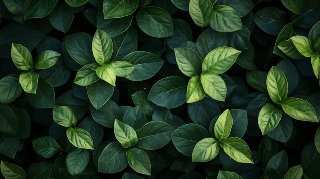 A close up of green leaves with a dark background photo