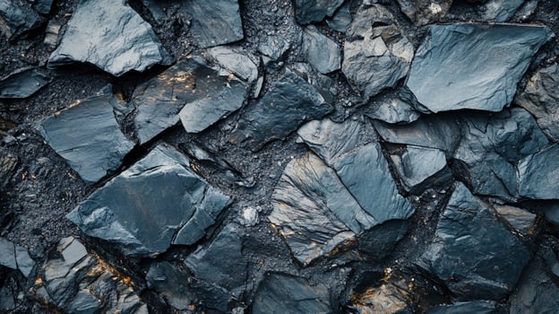 A close up of a rock wall with a blue and black color scheme photo
