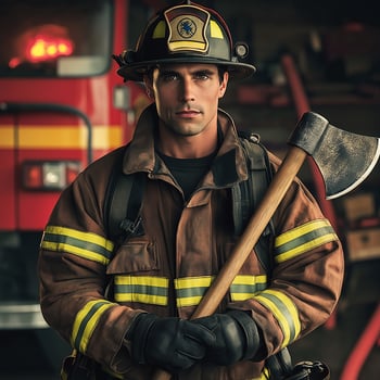Heroic Firefighter Portrait photo