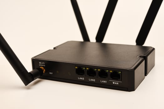 GSM modem. An Internet station with a SIM card. A black router on a white background. photo