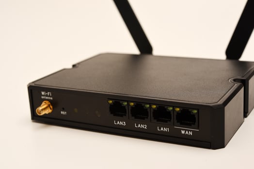 GSM modem. An Internet station with a SIM card. A black router on a white background. photo