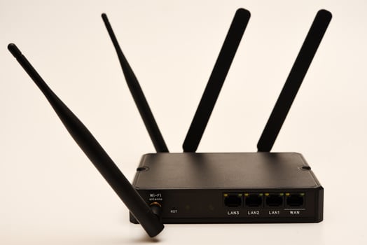 GSM modem. An Internet station with a SIM card. A black router on a white background. photo