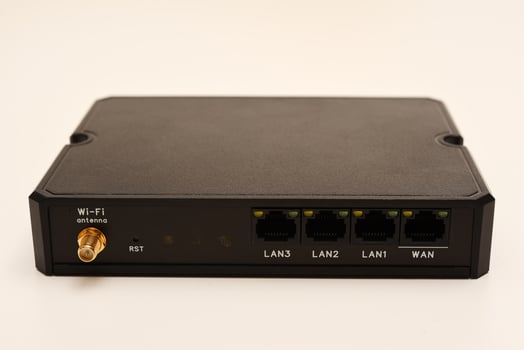 GSM modem. An Internet station with a SIM card. A black router on a white background. photo
