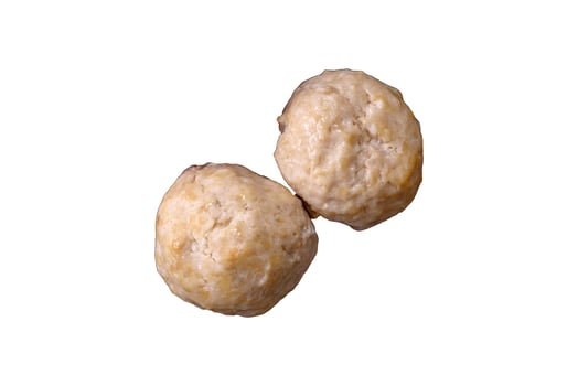 Delicious healthy steamed chicken cutlets or minced meatballs photo