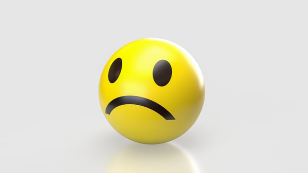 The Sad Emotion icon on white background 3d rendering. photo