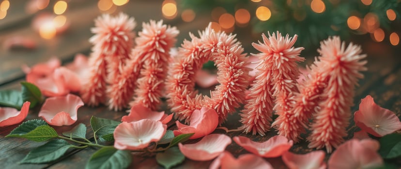 coral blossoms spell mom on rustic wood photo