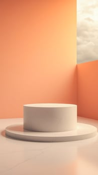circular marble platform on background photo