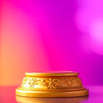 ornate golden pedestal against fuchsia background photo
