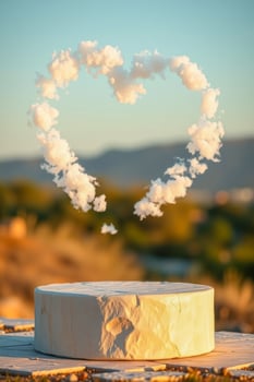 heart-shaped cloud above pedestal photo