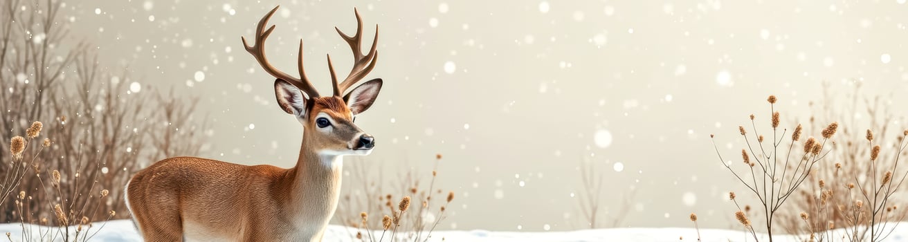 young buck winter snow photo