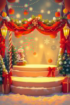 festive snowman on tiered display photo