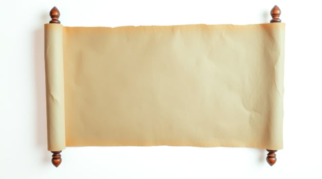 aged parchment scroll with wooden end caps photo
