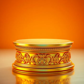 ornate golden round pedestal photo