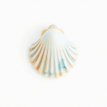 single fluted seashell with a delicate color palette photo